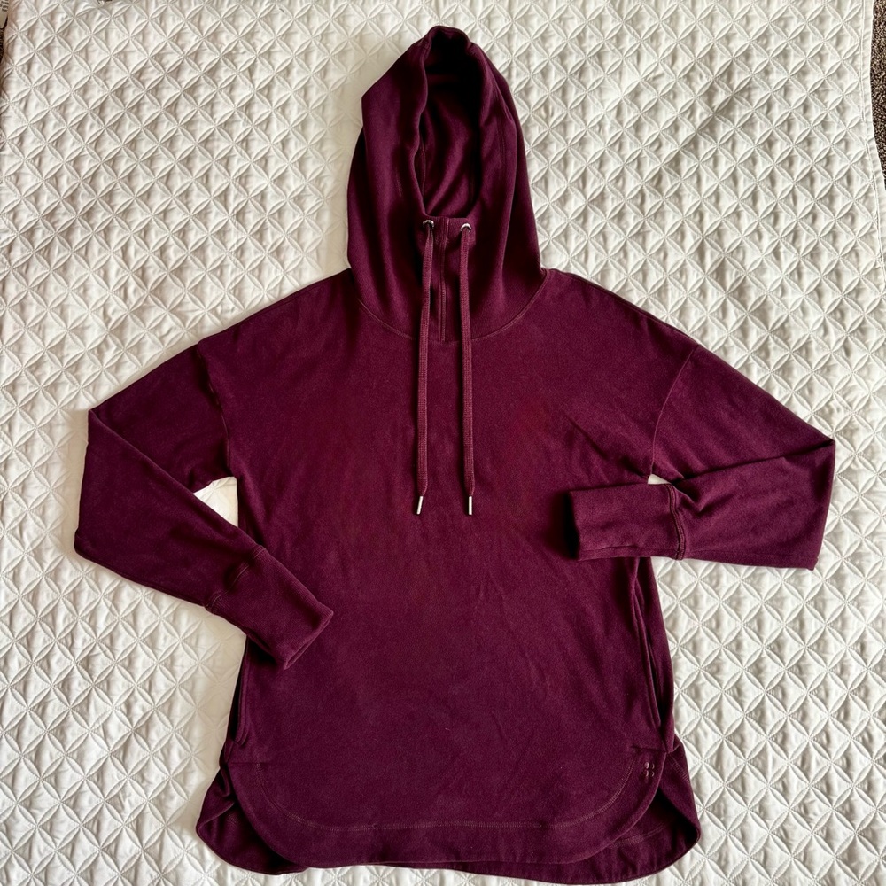 Sweaty Betty Escape Luxe Fleece Hoodie Sweatshirt Burgundy Size S 4-6